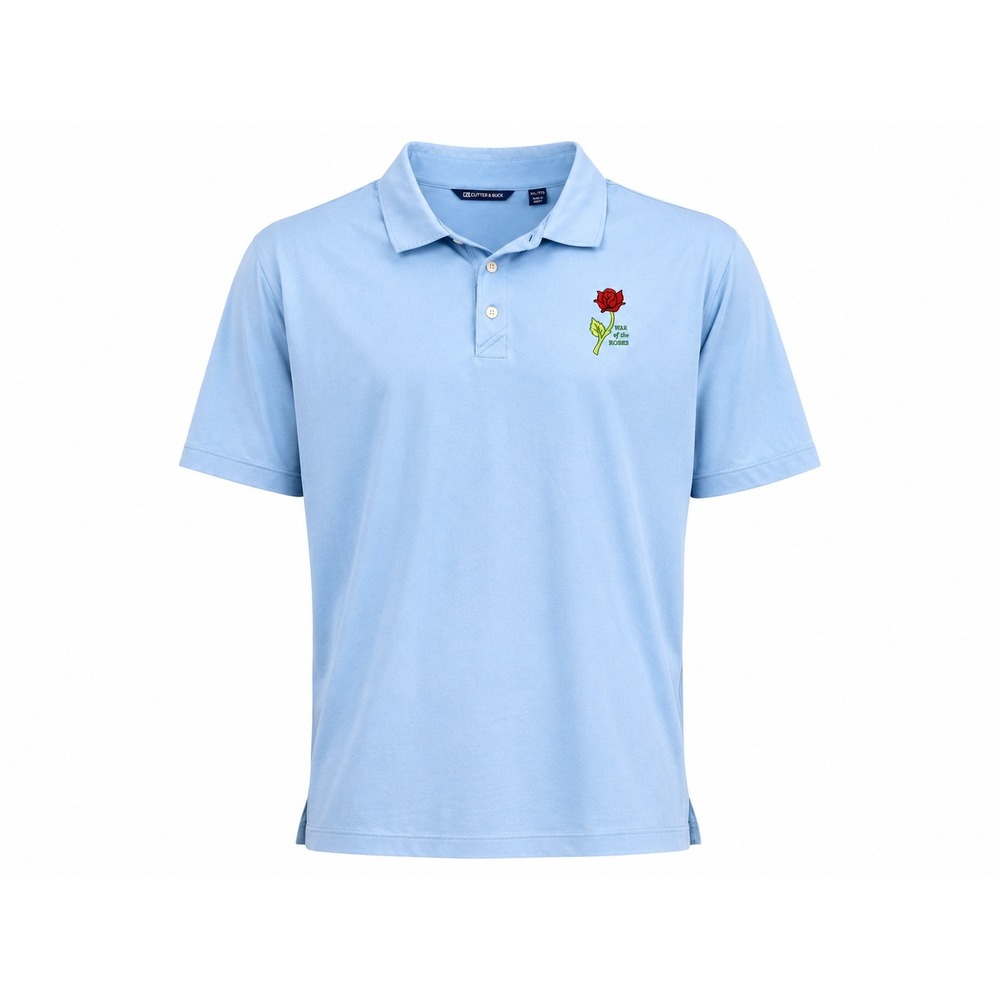 Cutter & Buck Mens XXL Light Blue War of the Roses Embroidered‎ Polo Shirt